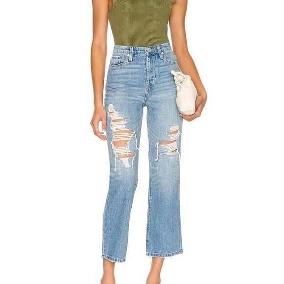 NWT Blank NYC The Baxter Rib Cage Straight Leg Distressed Jean 28 - Picture 1 of 16